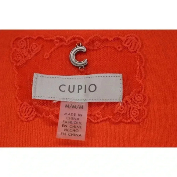 Cupio Embroidered Orange Loungewear Gown-Size Medium-Asymmetrical Hemline - Picture 3 of 8